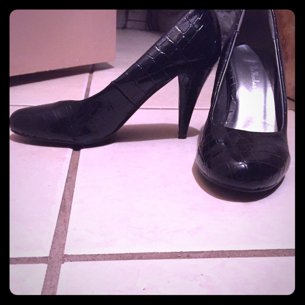 Black Textured Heels